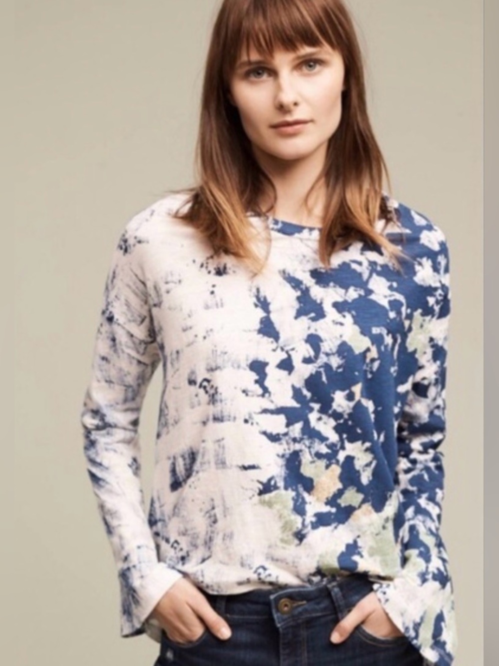 Akemi + Kin Anthropologie Asymmetrical Print Long Sleeve Tee Small